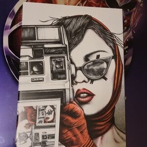 Stylish Retro Art Print with Red Accents